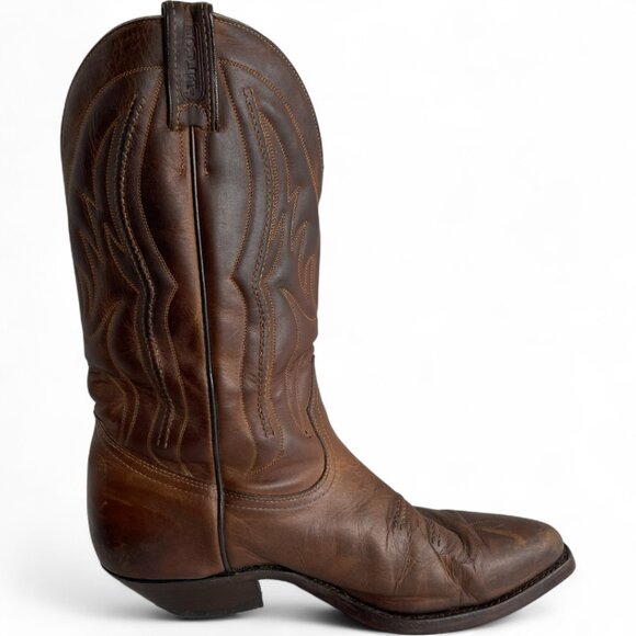 Boulet Brown Leather Western Cowboy Biker Boots Men's 9.5 - Picture 7 of 14